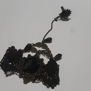 Gold and Black Lace Rose Cuff and Ring Combo